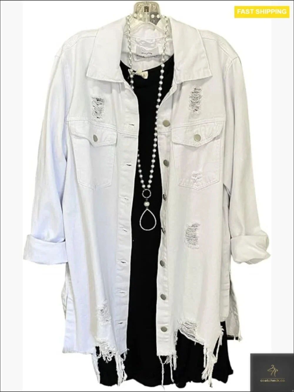 Distressed Denim Jacket Button Down Shirt Casual Oversized Y2K Chic Streetwear